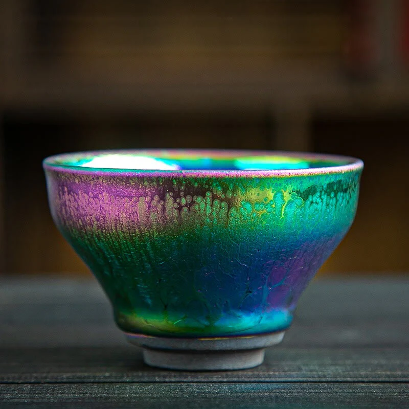 Buddha Stones Fatto a mano Fata Arcobaleno Cinese Jianzhan Tazza da tè in ceramica Tenmoku Kung Fu Tazza da tè - Image 2