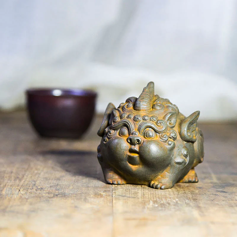 Buddha Stones Fatto a Mano Ricchezza PiXiu Polvere di Ferro Ruggine Statua in Resina Decorazione per la Casa - Image 9