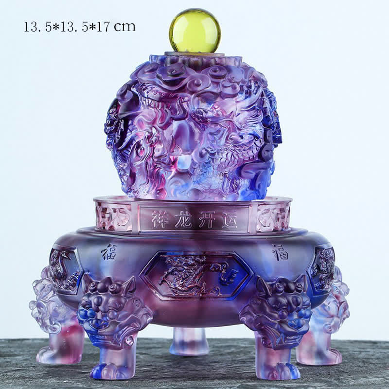 Buddha Stones Feng Shui Drago di buon auspicio Cristallo Liuli fatto a mano Pezzo d'arte girevole Fortuna Decorazione per ufficio in casa - Image 6