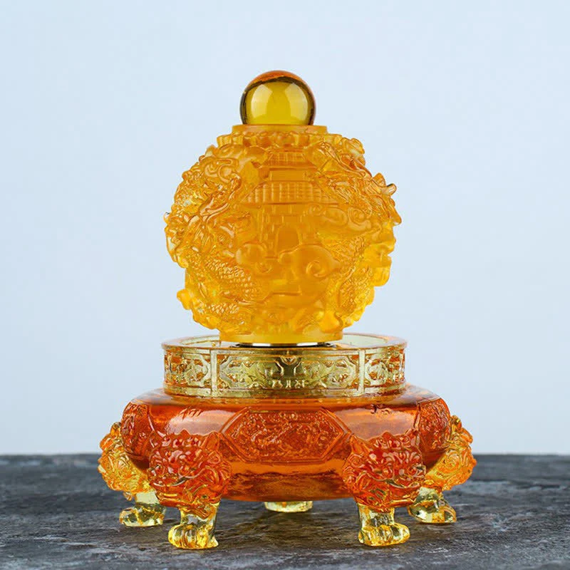 Buddha Stones Feng Shui Drago di buon auspicio Cristallo Liuli fatto a mano Pezzo d'arte girevole Fortuna Decorazione per ufficio in casa - Image 7