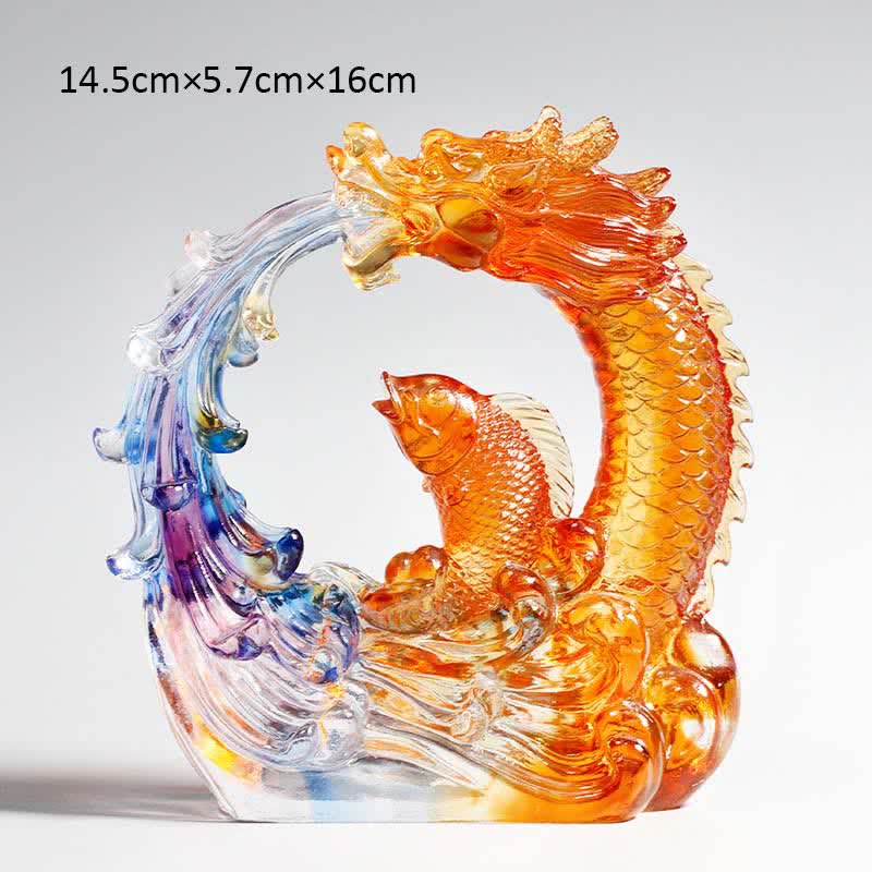 Buddha Stones Feng Shui Drago Koi Pesce Fatto a Mano Liuli Cristallo Arte Pezzo Decorazione Casa Ufficio - Image 4
