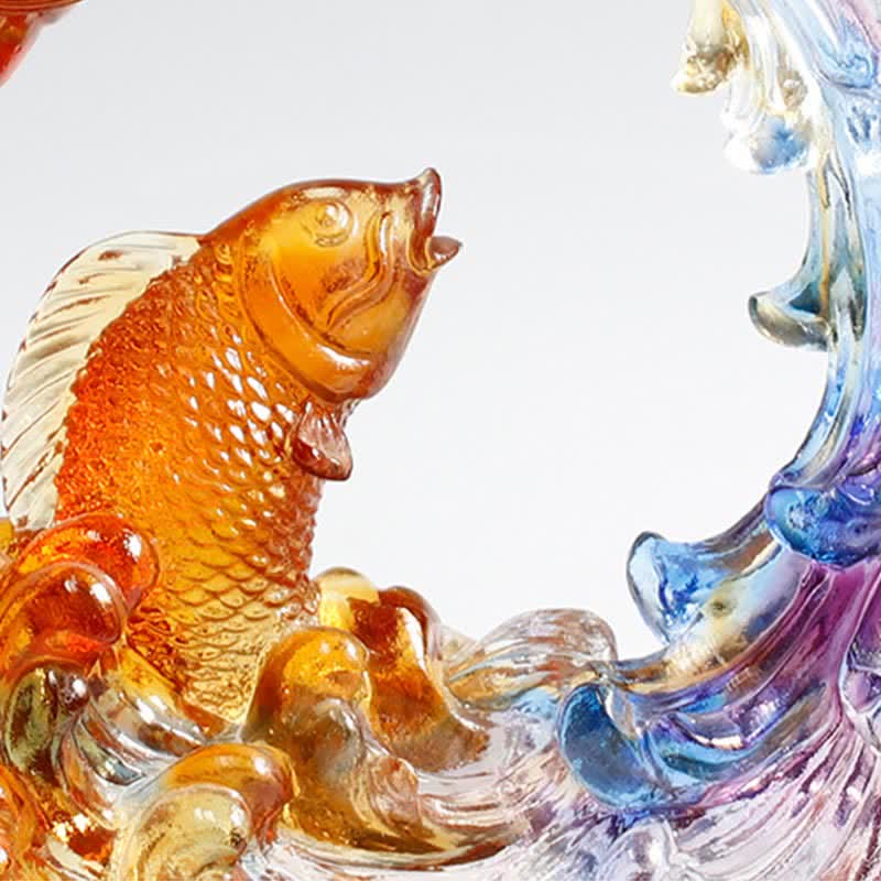 Buddha Stones Feng Shui Drago Koi Pesce Fatto a Mano Liuli Cristallo Arte Pezzo Decorazione Casa Ufficio - Image 7