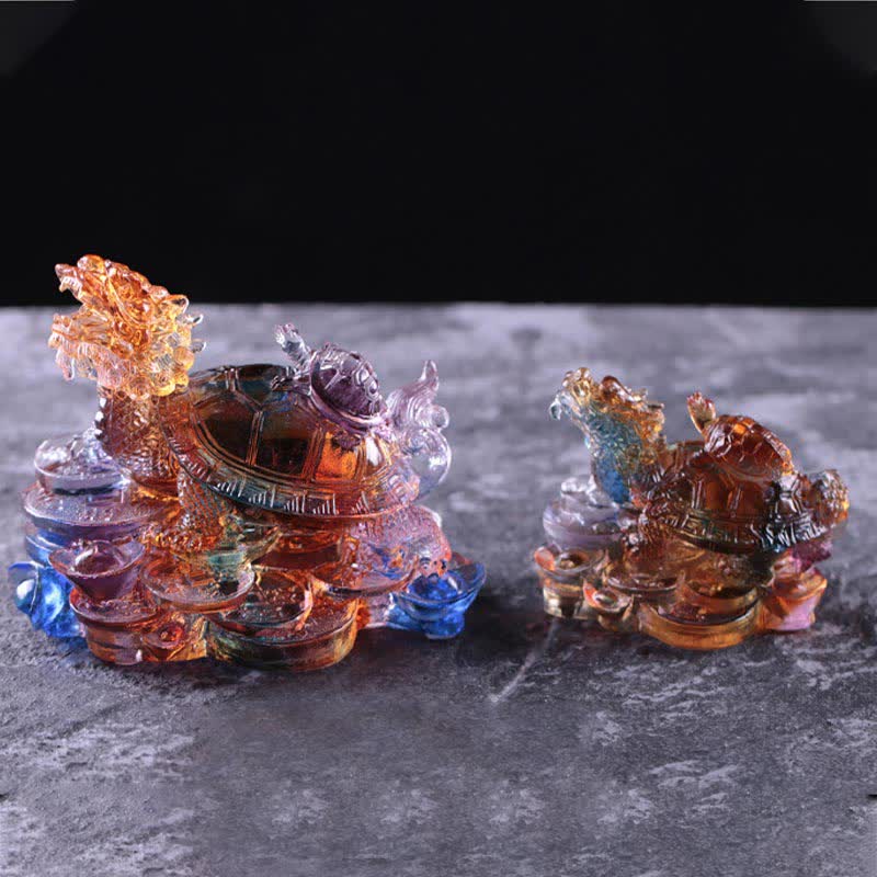 Buddha Stones Feng Shui Drago Tartaruga Monete Fatto a Mano Cristallo Liuli Fortuna Pezzo d'Arte Decorazione per Casa Ufficio - Image 10