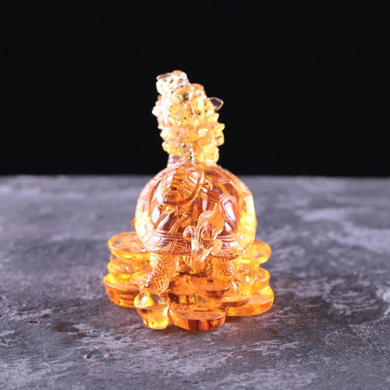 Buddha Stones Feng Shui Drago Tartaruga Monete Fatto a Mano Cristallo Liuli Fortuna Pezzo d'Arte Decorazione per Casa Ufficio - Image 18