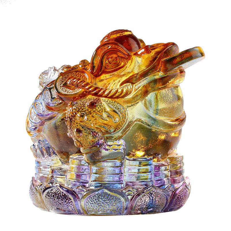 Buddha Stones Feng Shui Rana Monete Cristallo Liuli Fatto a Mano Opera d'Arte Ricchezza Decorazione per Casa e Ufficio - Image 10