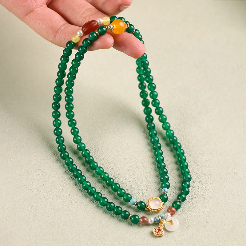 Buddha Stones Fibbia della Pace Agata Verde Potere Supporto Tibet Mala - Image 5
