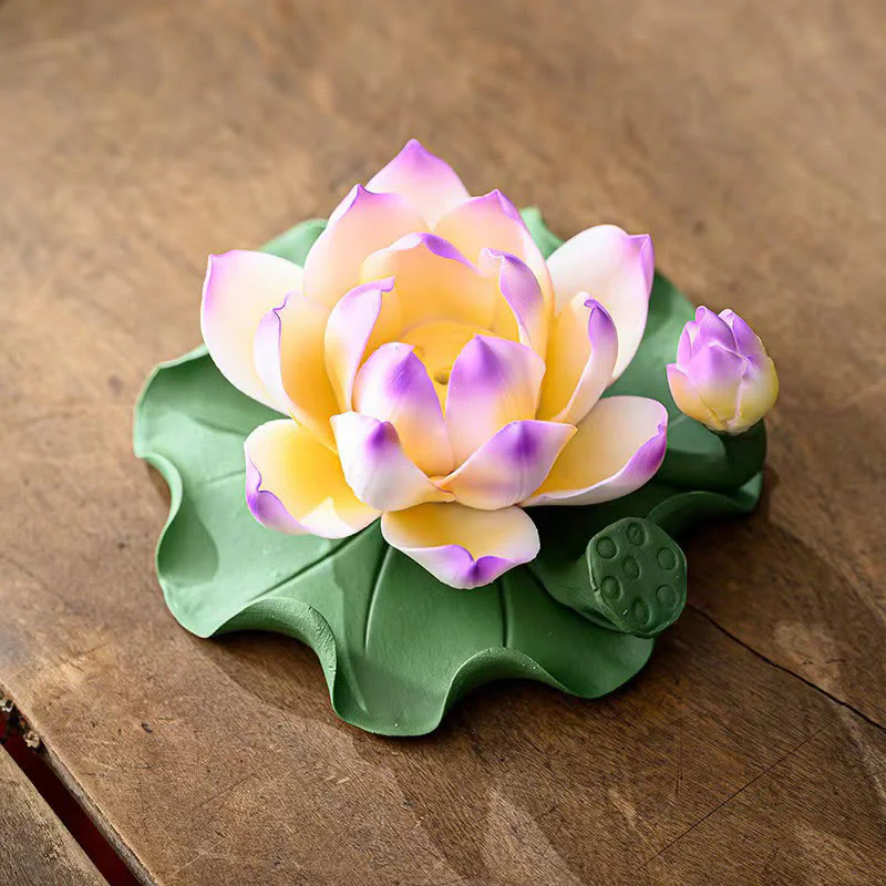 Buddha Stones, fiore di loto, foglia, baccello, guarigione spirituale, bruciatore di incenso in ceramica, decorazione - Image 10