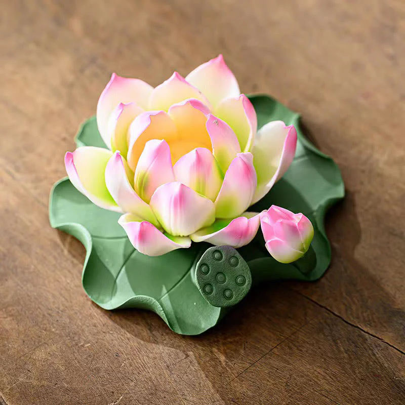 Buddha Stones, fiore di loto, foglia, baccello, guarigione spirituale, bruciatore di incenso in ceramica, decorazione - Image 3