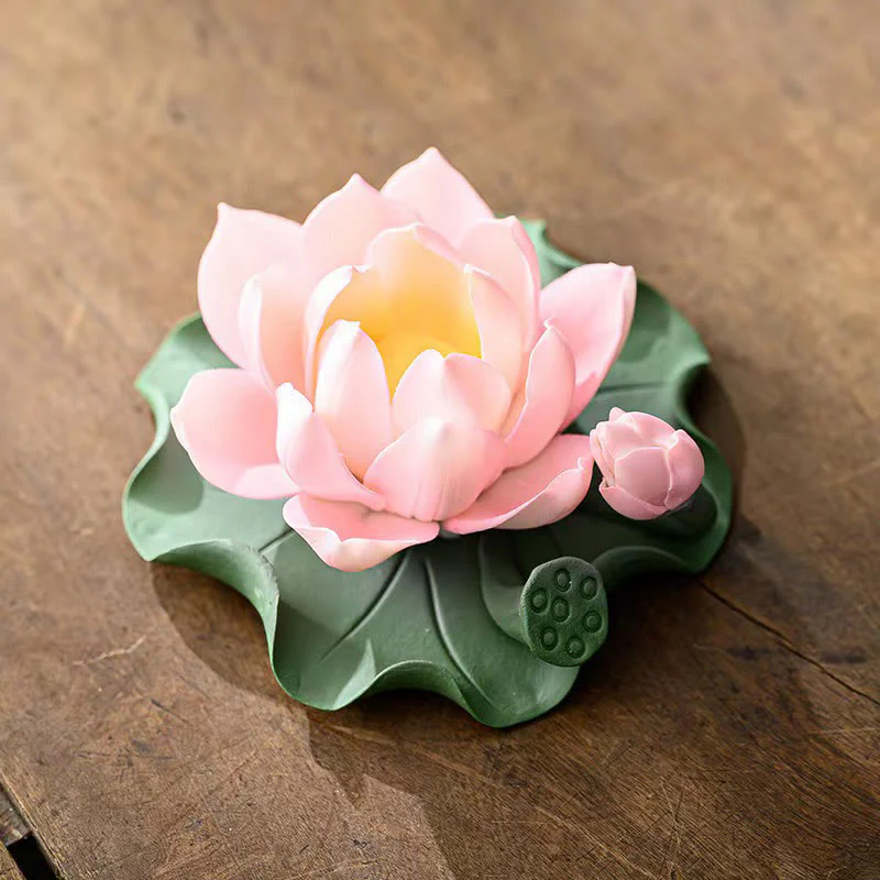 Buddha Stones, fiore di loto, foglia, baccello, guarigione spirituale, bruciatore di incenso in ceramica, decorazione - Image 7
