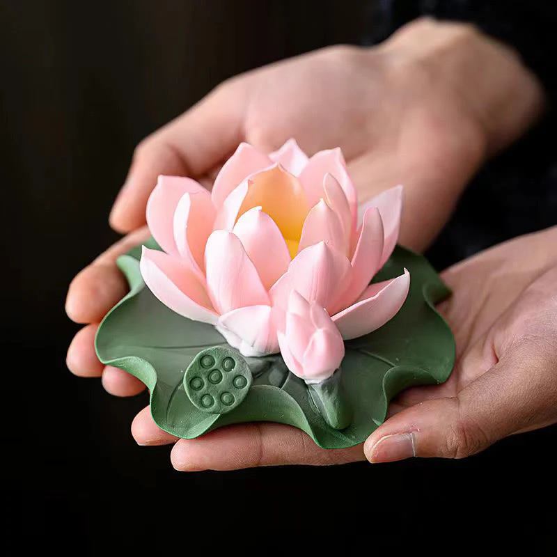 Buddha Stones, fiore di loto, foglia, baccello, guarigione spirituale, bruciatore di incenso in ceramica, decorazione - Image 8