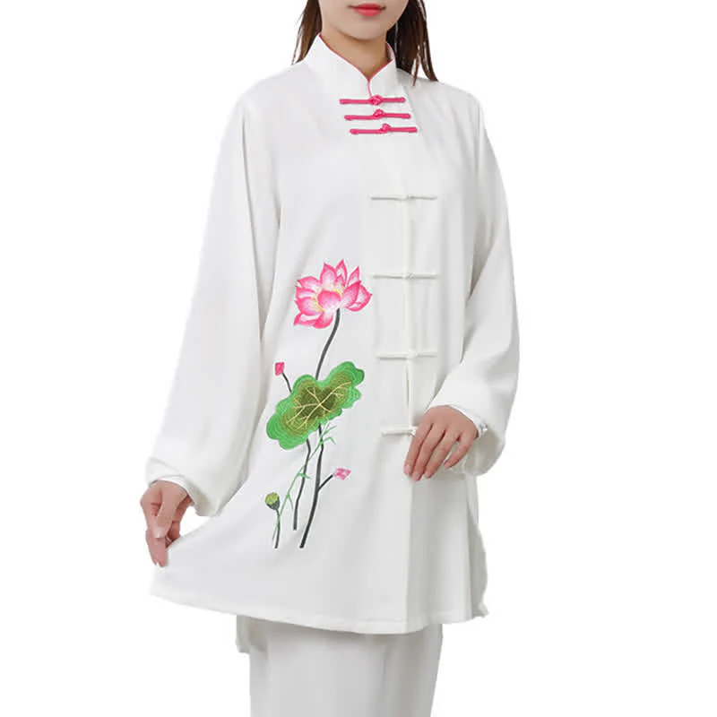 Buddha Stones Fiore di Loto Foglia Modello Tai Chi Meditazione Preghiera Spirituale Zen Pratica Abbigliamento Set da Donna - Image 20