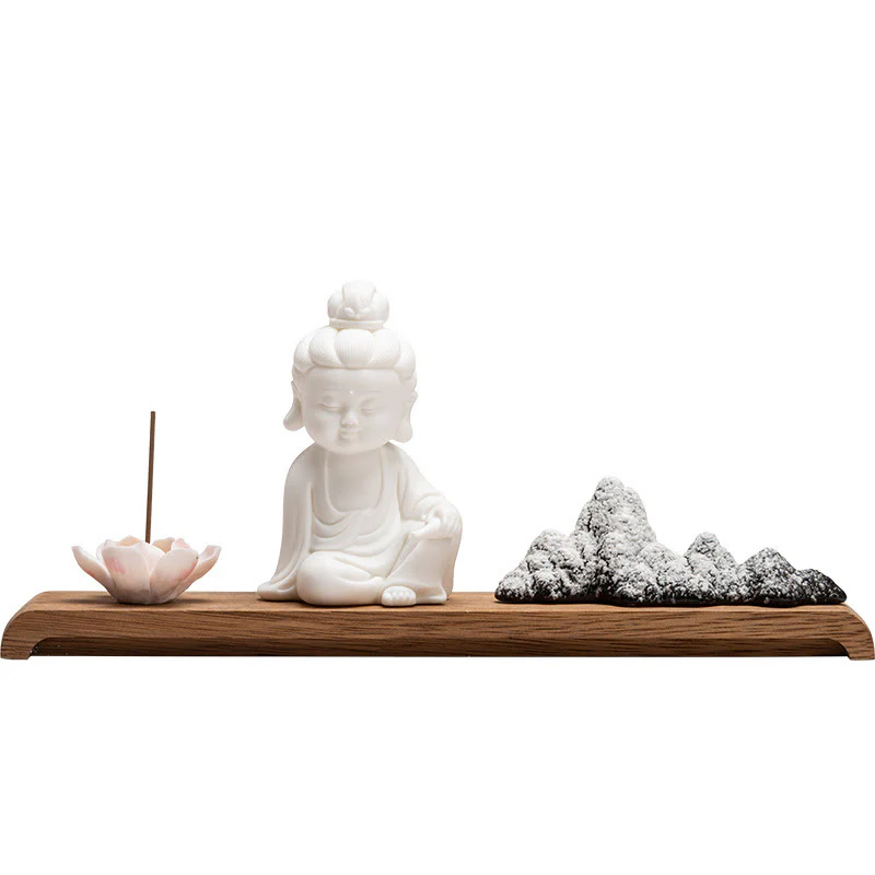 Buddha Stones Fiore di Loto Tathagata Kwan Yin Avalokitesvara Ksitigarbha Meditazione Bastoncino di Ceramica Bruciatore di Incenso Decorazione - Image 10