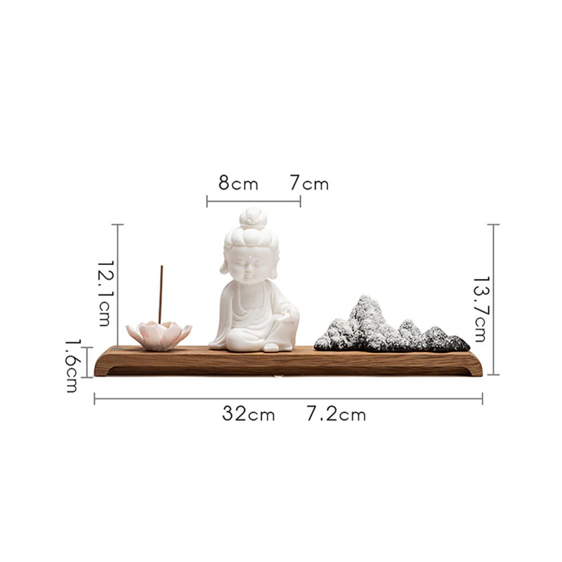 Buddha Stones Fiore di Loto Tathagata Kwan Yin Avalokitesvara Ksitigarbha Meditazione Bastoncino di Ceramica Bruciatore di Incenso Decorazione - Image 11