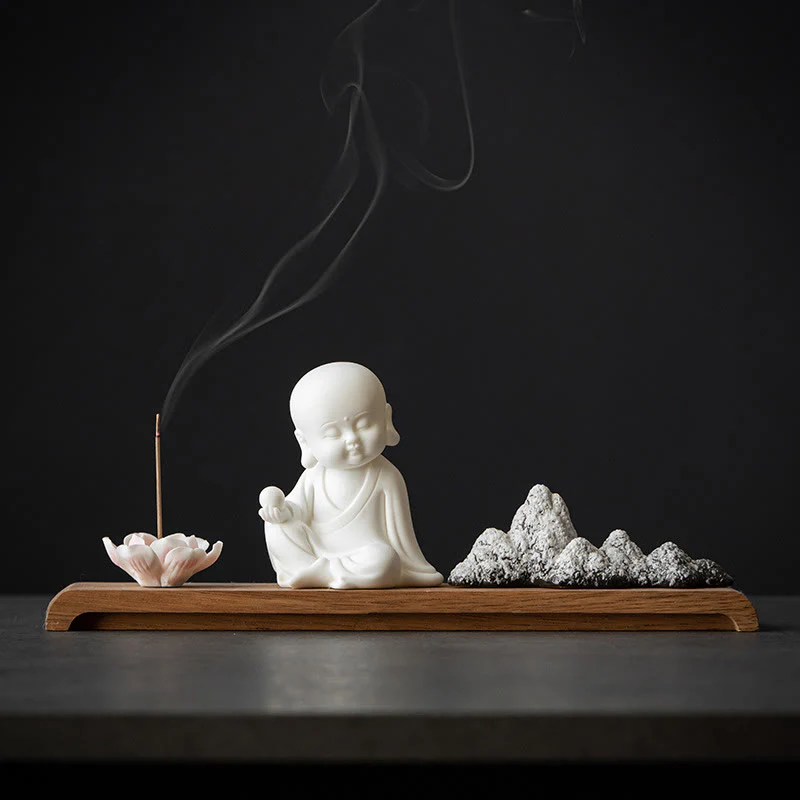 Buddha Stones Fiore di Loto Tathagata Kwan Yin Avalokitesvara Ksitigarbha Meditazione Bastoncino di Ceramica Bruciatore di Incenso Decorazione - Image 12