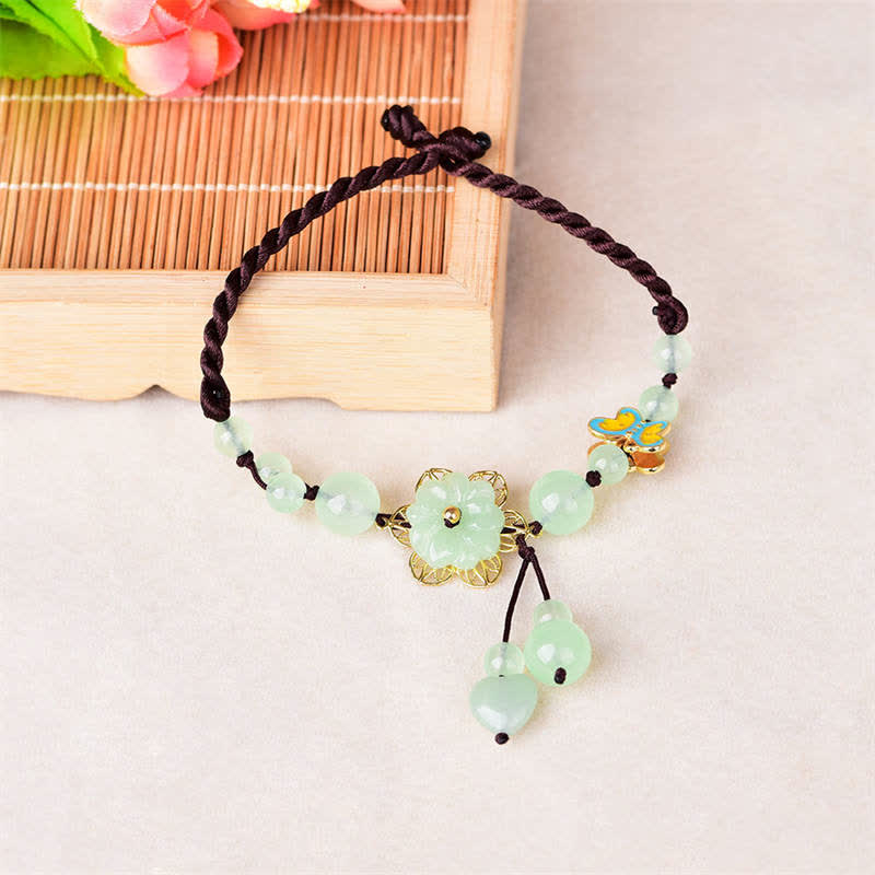 Buddha Stones Fiore Giada Farfalla Fortuna Abbondanza Charm Cavigliera - Image 4