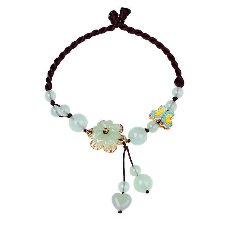 Buddha Stones Fiore Giada Farfalla Fortuna Abbondanza Charm Cavigliera - Image 5