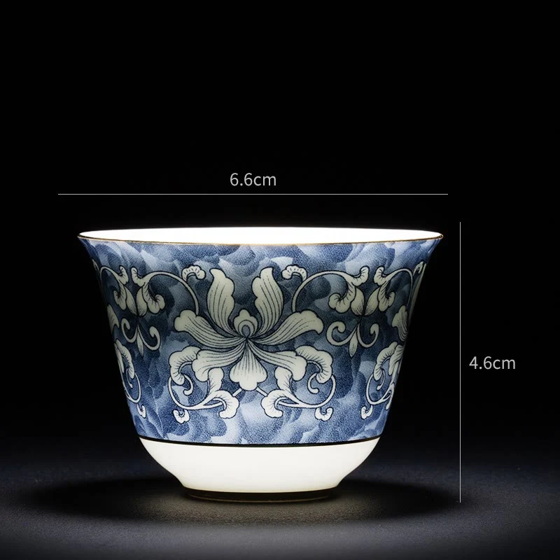 Buddha Stones Fiori colorati Orchidea Onde del mare Blu e bianco Porcellana Tazza da tè in ceramica Tazza da tè Kung Fu - Image 13