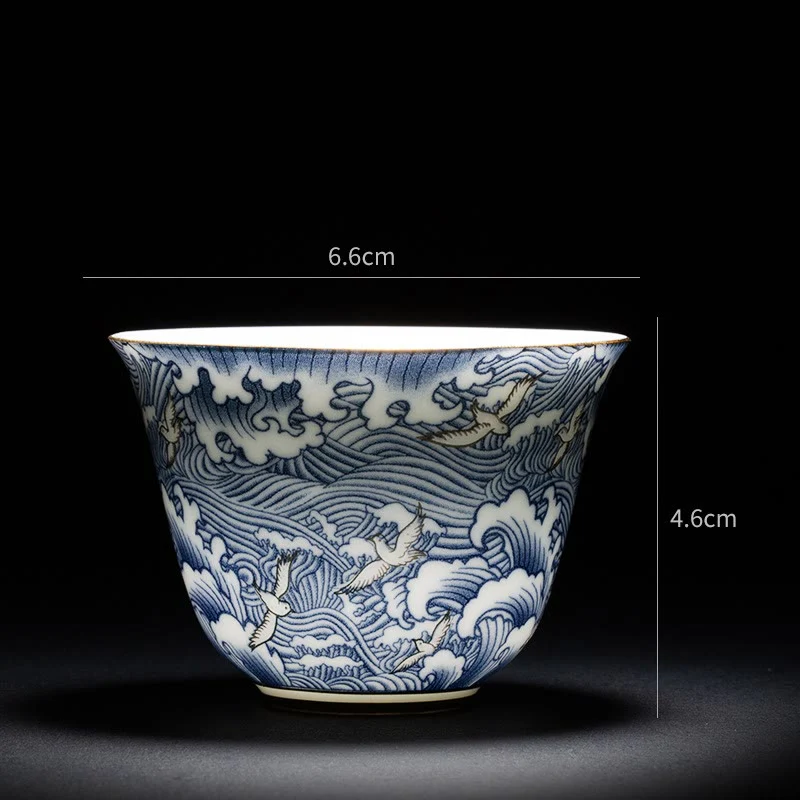 Buddha Stones Fiori colorati Orchidea Onde del mare Blu e bianco Porcellana Tazza da tè in ceramica Tazza da tè Kung Fu - Image 18