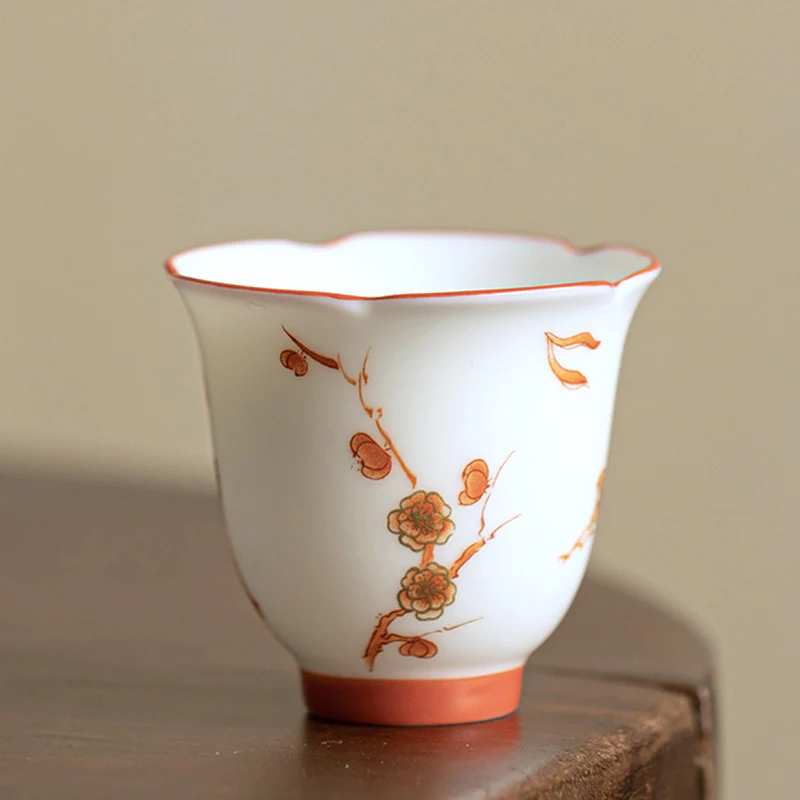Buddha Stones Fiori di porcellana bianca Gaiwan in ceramica Sancai Tazza da tè Kung Fu Tazza da tè e piattino con coperchio - Image 14