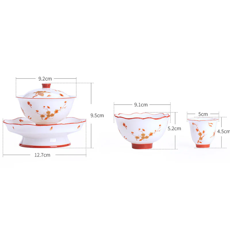 Buddha Stones Fiori di porcellana bianca Gaiwan in ceramica Sancai Tazza da tè Kung Fu Tazza da tè e piattino con coperchio - Image 19