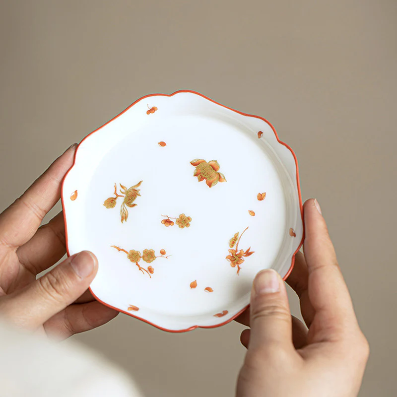 Buddha Stones Fiori di porcellana bianca Gaiwan in ceramica Sancai Tazza da tè Kung Fu Tazza da tè e piattino con coperchio - Image 8