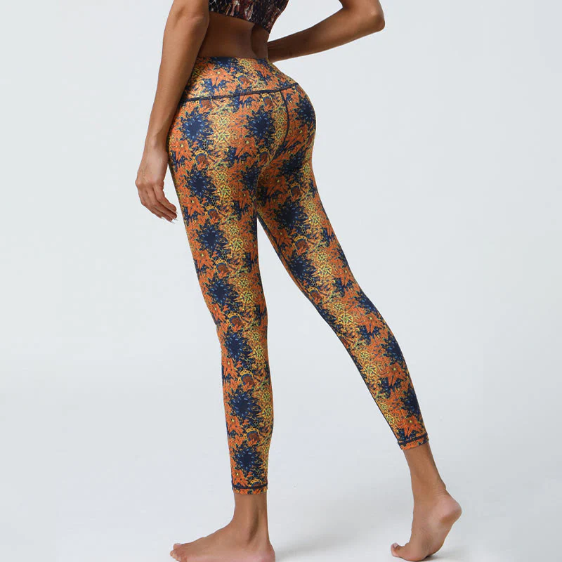 Buddha Stones Fiori Geometrico Mandala Stampa Sport Fitness Yoga Vita Alta Leggings Pantaloni Donna - Image 4