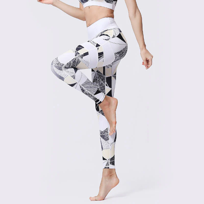 Buddha Stones Flower Petal Leaves Stampa Sport Esercizio Fitness Vita Alta Leggings Pantaloni Yoga Donna - Image 45