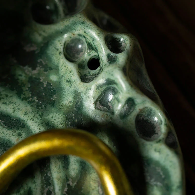 Buddha Stones Foglia Meditazione Rana Modello Guarigione Ceramica Bruciatore Incenso Decorazione - Image 10