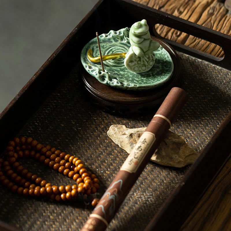 Buddha Stones Foglia Meditazione Rana Modello Guarigione Ceramica Bruciatore Incenso Decorazione - Image 20