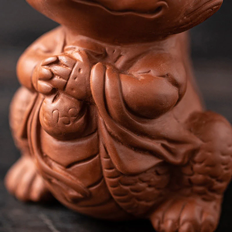 Buddha Stones Fortuna Drago Ricchezza Tè Animale Domestico Figurina Argilla Viola Decorazione - Image 14