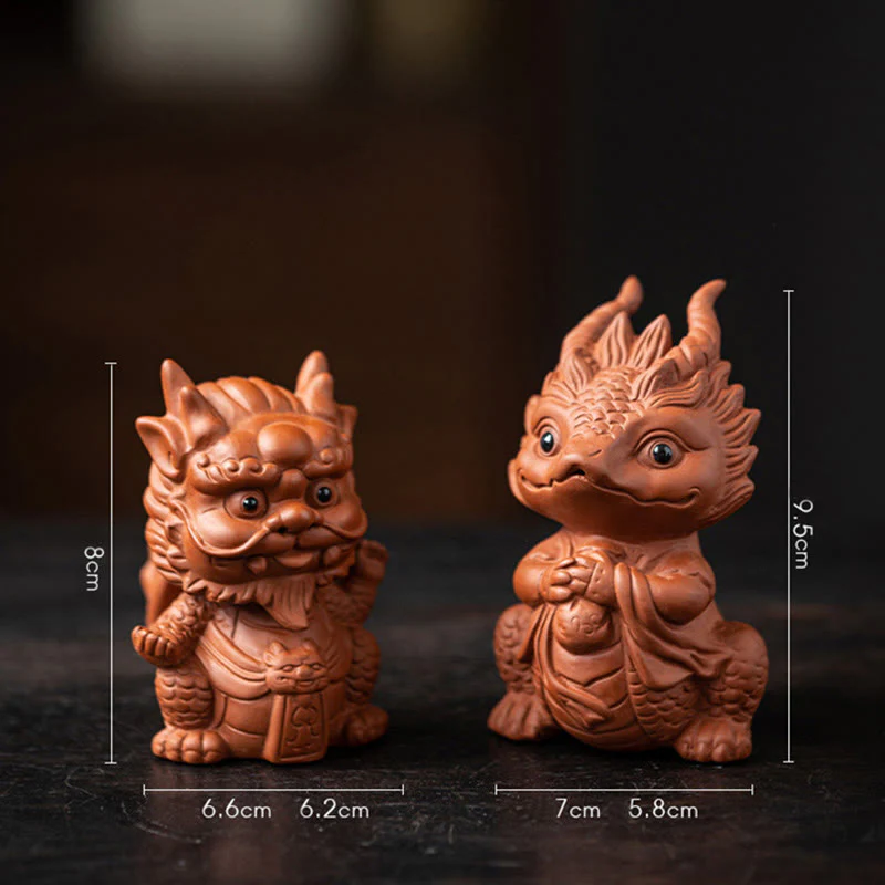 Buddha Stones Fortuna Drago Ricchezza Tè Animale Domestico Figurina Argilla Viola Decorazione - Image 18