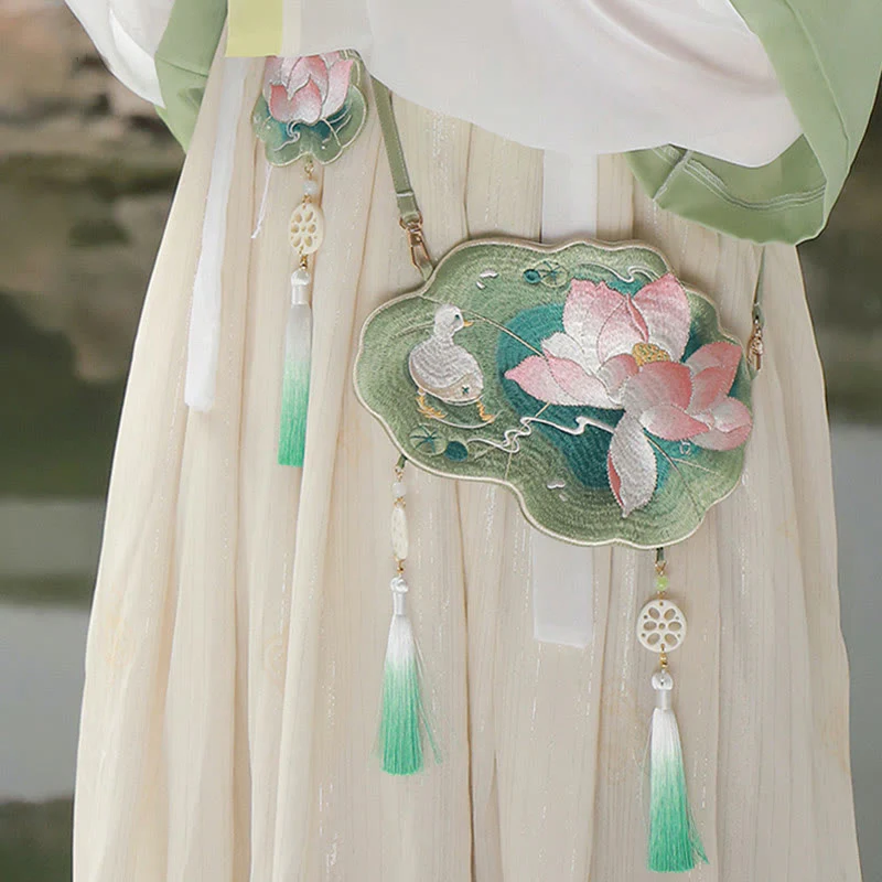 Buddha Stones Fortuna Ricamo Loto Koi Pesce Coniglio Fiore Borsa Hanfu Borsa a Tracolla Borsa a Tracolla - Image 11