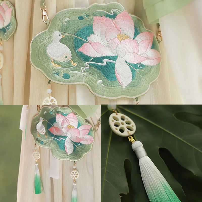 Buddha Stones Fortuna Ricamo Loto Koi Pesce Coniglio Fiore Borsa Hanfu Borsa a Tracolla Borsa a Tracolla - Image 7