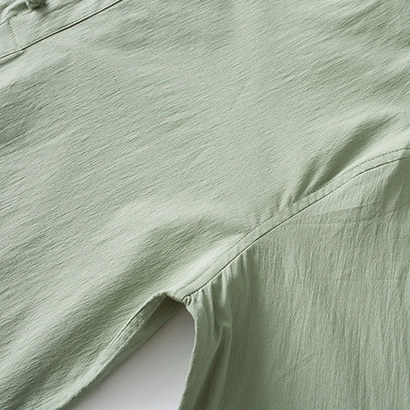 Buddha Stones Frog-Bottone Camicia Manica Tre Quarti Pantaloni Abito Uomo - Image 12