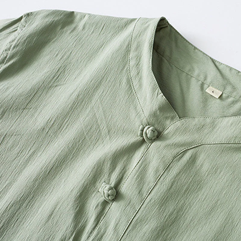 Buddha Stones Frog-Bottone Camicia Manica Tre Quarti Pantaloni Abito Uomo - Image 13
