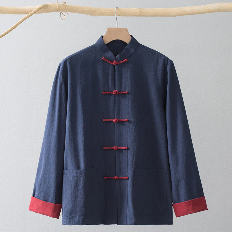 Buddha Stones Frog-Bottone Cinese Tang Suit Camicia Cotone Lino Uomo Giacca Abbigliamento - Image 13