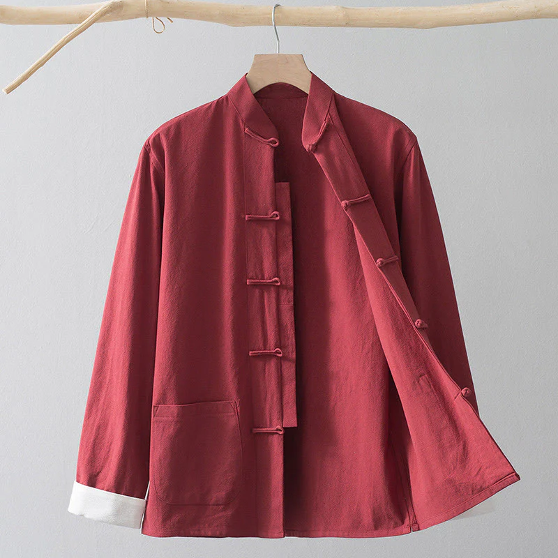 Buddha Stones Frog-Bottone Cinese Tang Suit Camicia Cotone Lino Uomo Giacca Abbigliamento - Image 15