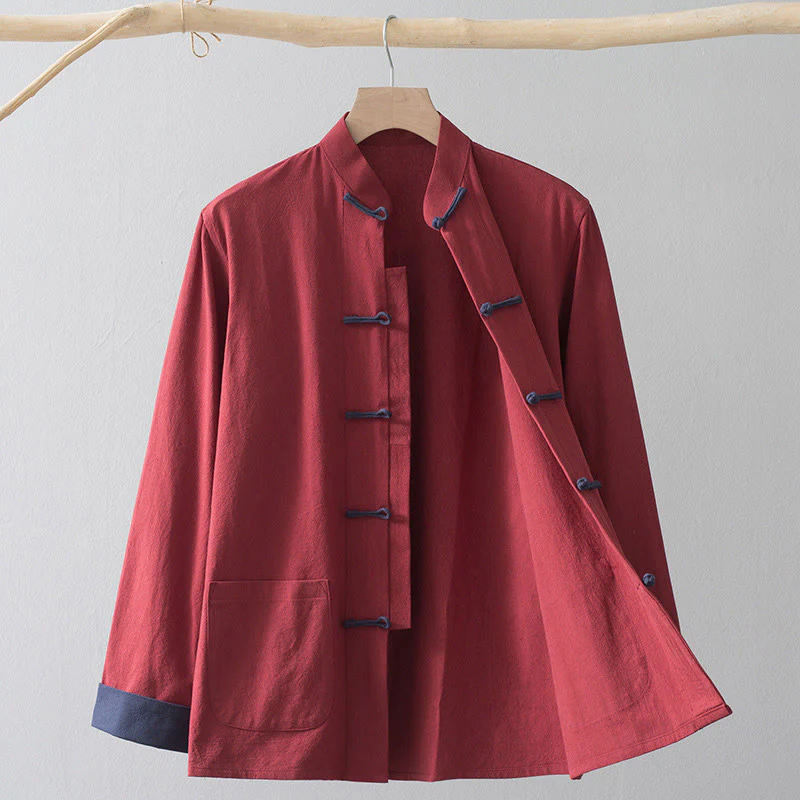 Buddha Stones Frog-Bottone Cinese Tang Suit Camicia Cotone Lino Uomo Giacca Abbigliamento - Image 18
