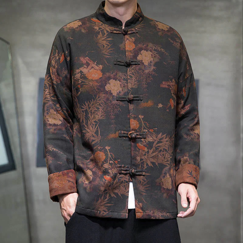 Buddha Stones Frog-Button Cinese Tang Suit Camicia Lunga Cotone Uomo Giacca Abbigliamento - Image 10