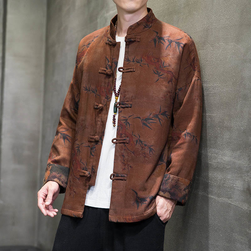 Buddha Stones Frog-Button Cinese Tang Suit Camicia Lunga Cotone Uomo Giacca Abbigliamento - Image 11