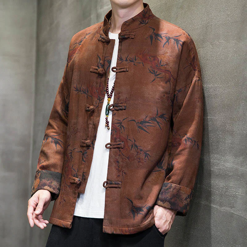 Buddha Stones Frog-Button Cinese Tang Suit Camicia Lunga Cotone Uomo Giacca Abbigliamento - Image 16