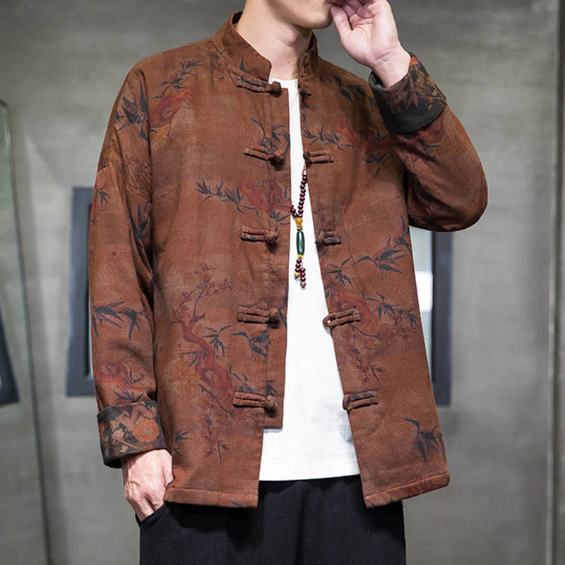 Buddha Stones Frog-Button Cinese Tang Suit Camicia Lunga Cotone Uomo Giacca Abbigliamento - Image 17