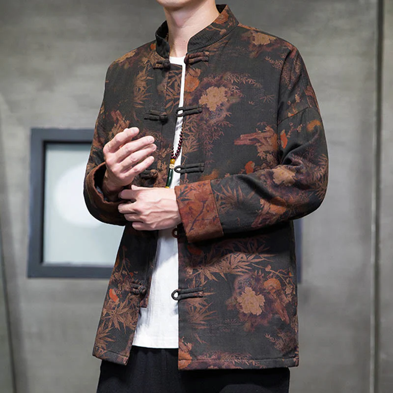 Buddha Stones Frog-Button Cinese Tang Suit Camicia Lunga Cotone Uomo Giacca Abbigliamento - Image 5