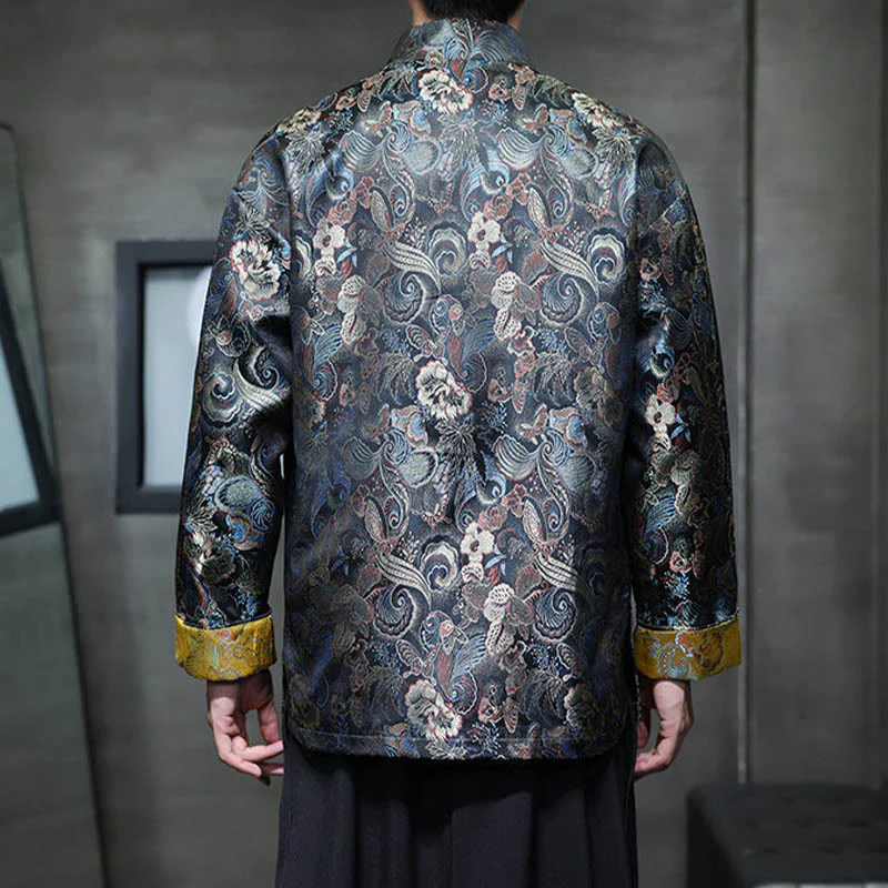 Buddha Stones Frog-Button Cinese Tang Suit Stand Collar Camicia Lunga Uomo Giacca Abbigliamento - Image 3