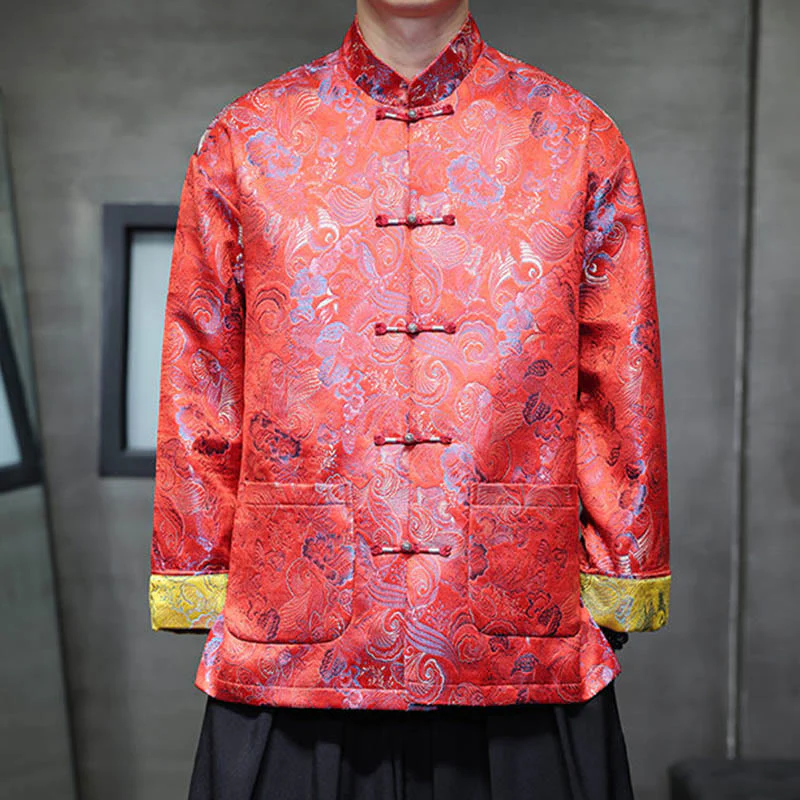 Buddha Stones Frog-Button Cinese Tang Suit Stand Collar Camicia Lunga Uomo Giacca Abbigliamento - Image 8