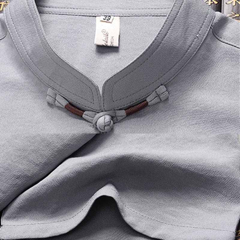 Buddha Stones Fu Character Tang Suit Hanfu Tradizionale Uniforme Manica Corta Top Pantaloni Abbigliamento Uomo Set - Image 12