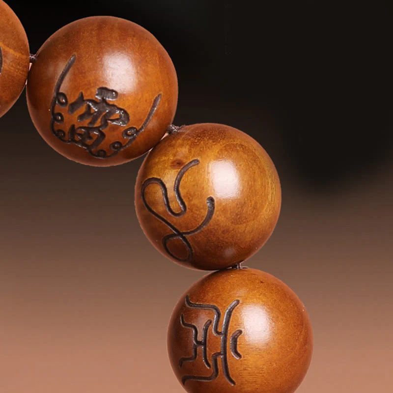 Buddha Stones Fulmine Colpito Legno di Giuggiola Yin Yang Bagua Taoista Tabù Scrittura Simbolo Braccialetto della Fortuna Inciso - Image 11