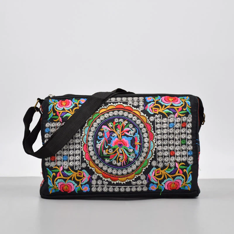 Buddha Stones Galsang Inula Fiore Peonia Pavone Ricamo Fronte-Retro Tela Borsa Shopping Borsa A Tracolla - Image 19