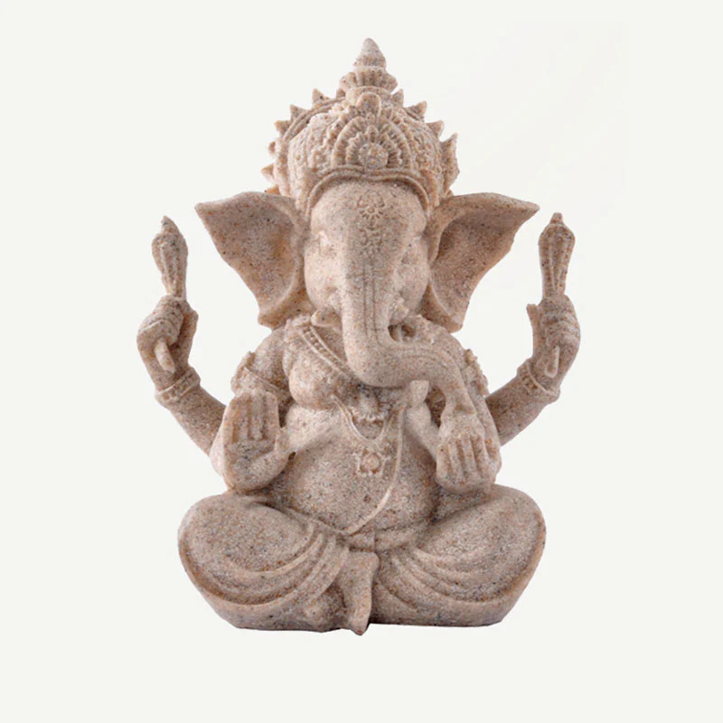 Buddha Stones Ganesh Ganpati Statua Elefante Ricchezza Benedizione Decorazione Casa - Image 7