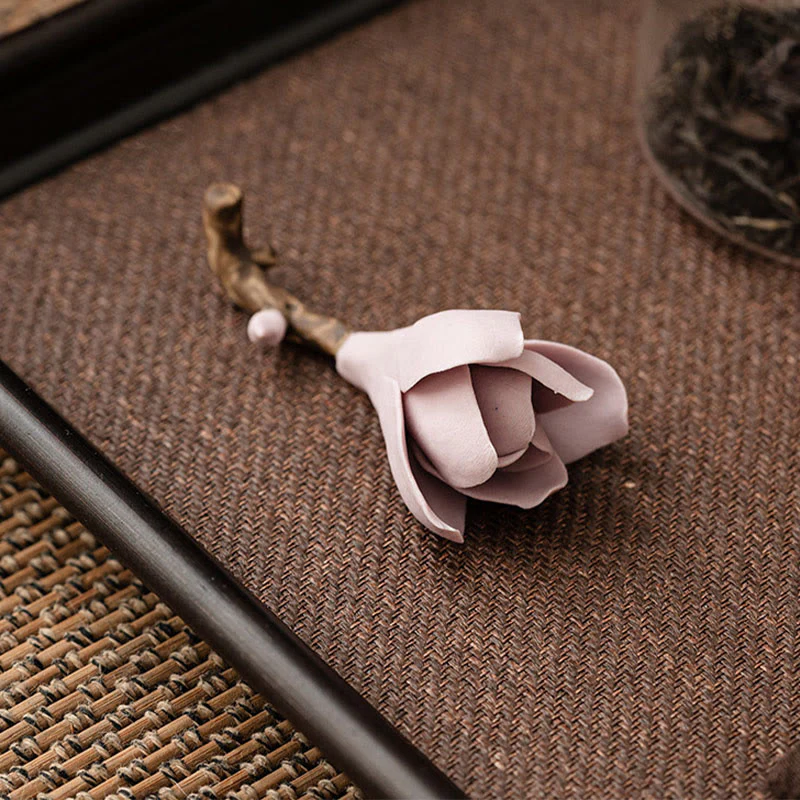 Buddha Stones Gardenia Flower Pattern Ceramica Guarigione Bruciatore di Incenso Decorazione - Image 14